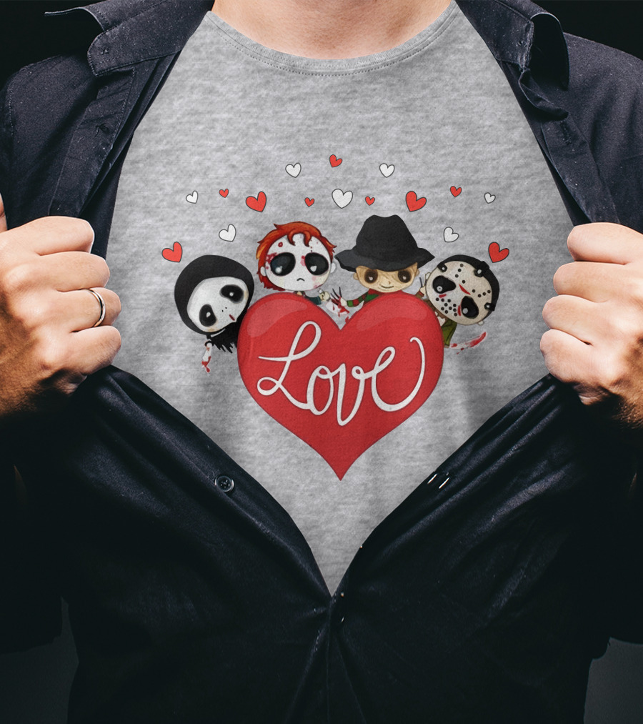 Love Horror Movie Chibi Quartet Valentine T-Shirt
