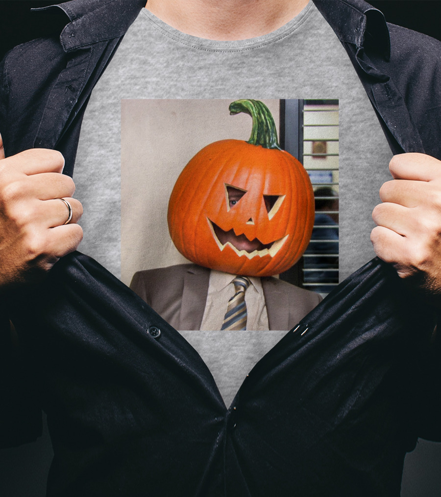 Office Halloween Pumpkin Head Costume T-Shirt