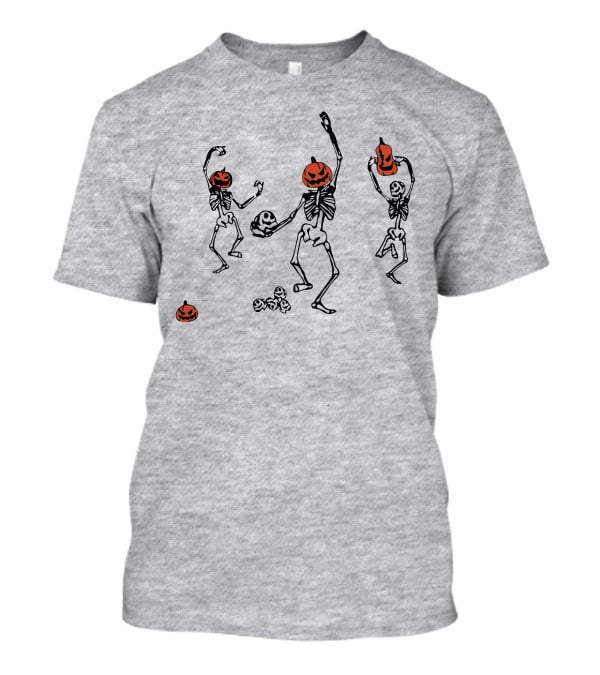 Dancing Pumpkin-Head Skeletons Halloween T-Shirt