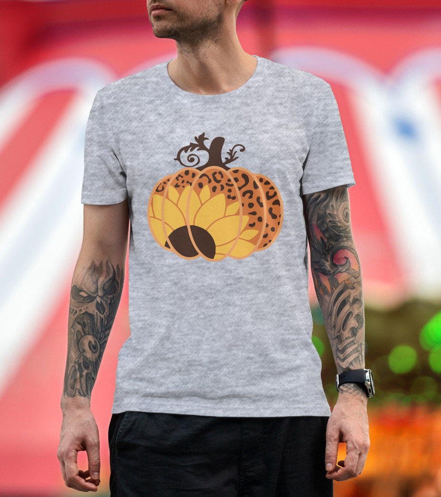 Sunflower Leopard Pumpkin Cheetah Pumpkin T-Shirt