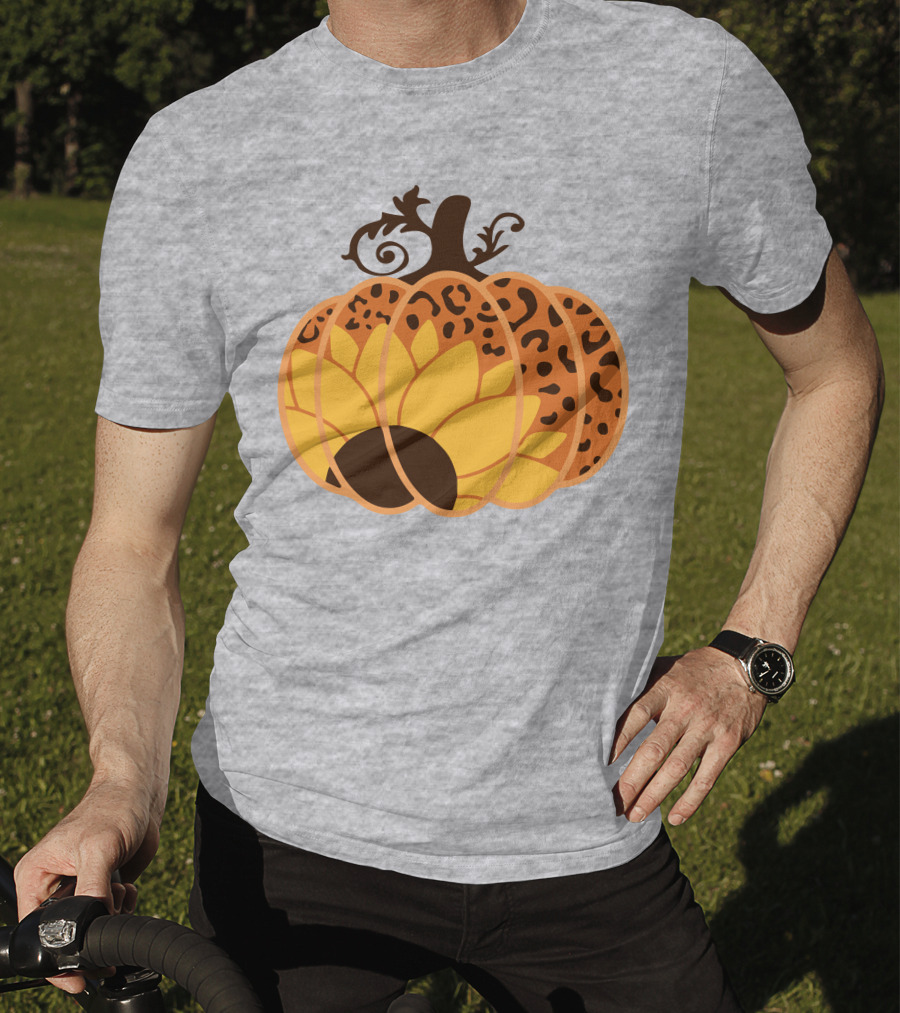 Sunflower Leopard Pumpkin Cheetah Pumpkin T-Shirt
