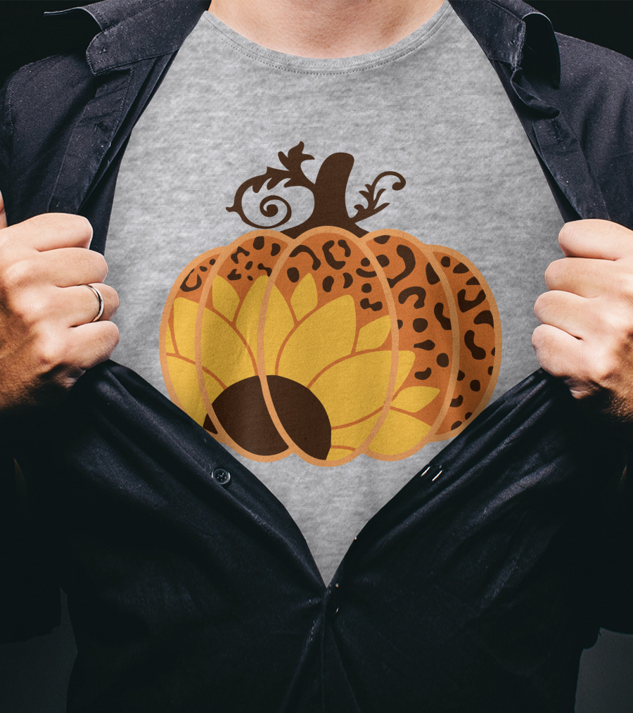 Sunflower Leopard Pumpkin Cheetah Pumpkin T-Shirt