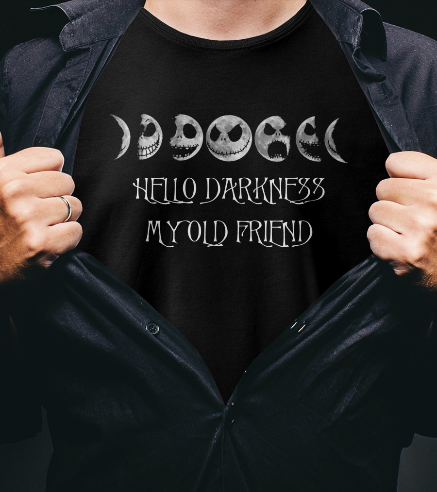 Hello Darkness My Old Friend Halloween Moon Faces T-Shirt