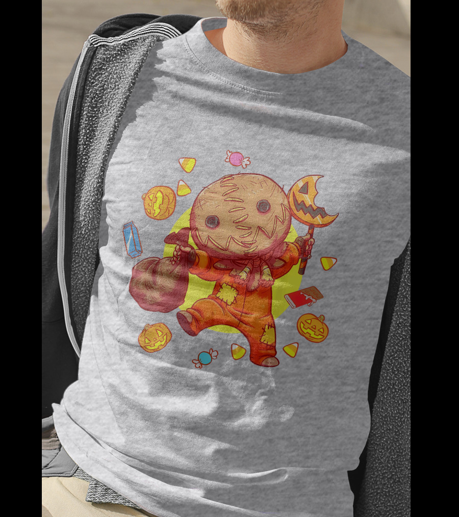 Trick R Treat Sam Halloween Cute Funny Pumpkin Candy Sack T-Shirt