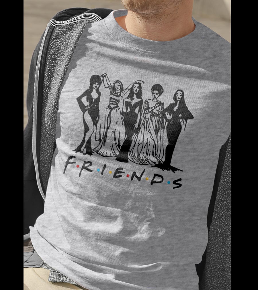 Horror Friends Squad Gothic Icons In Classic TV Show T-Shirt