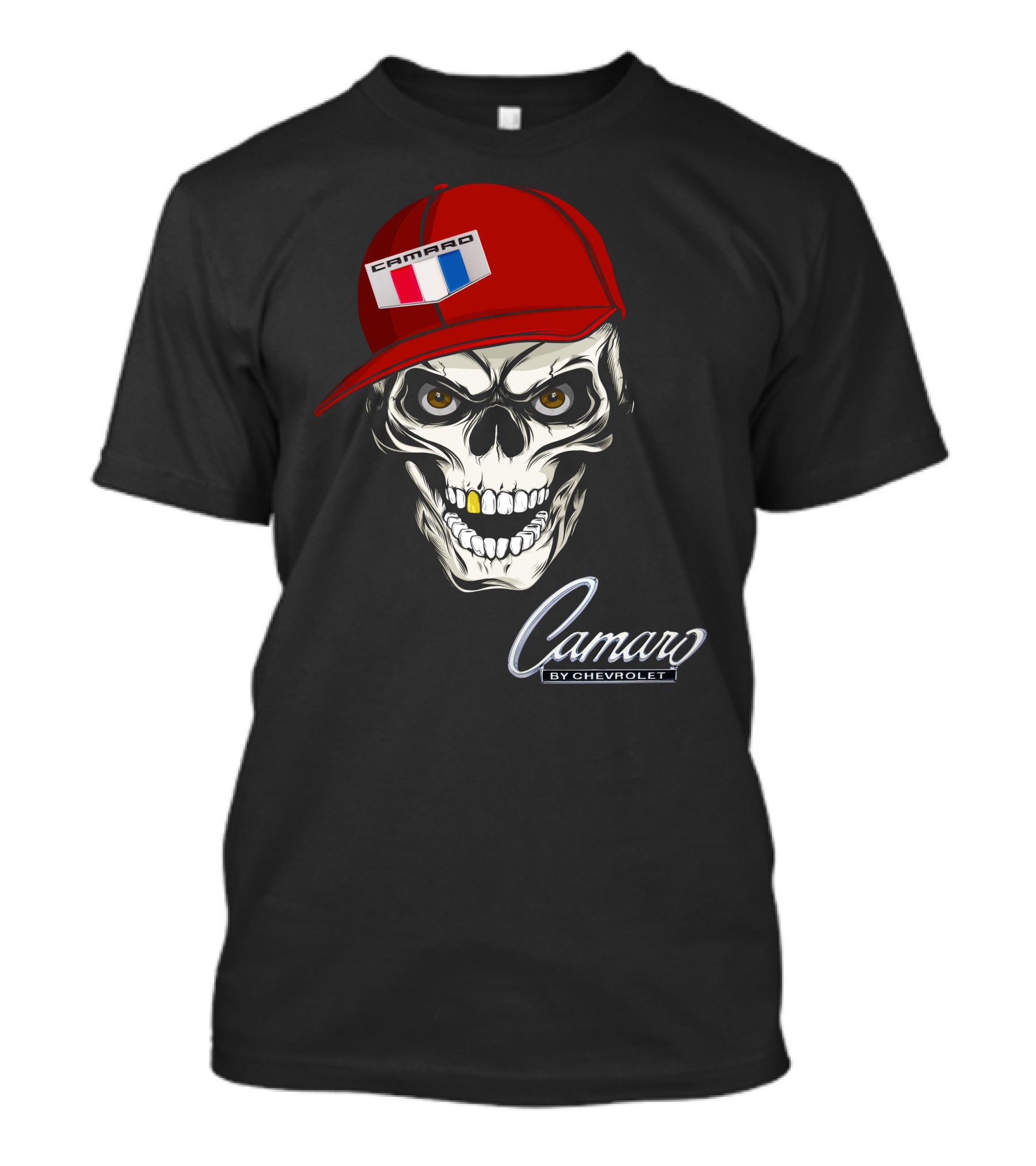 Camaro Skull With Red Cap By Chevrolet T-Shirt