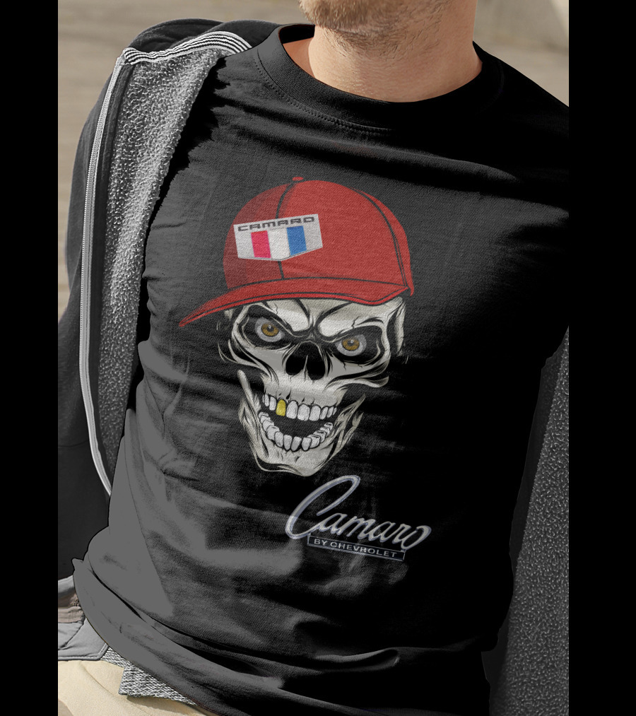 Camaro Skull With Red Cap By Chevrolet T-Shirt