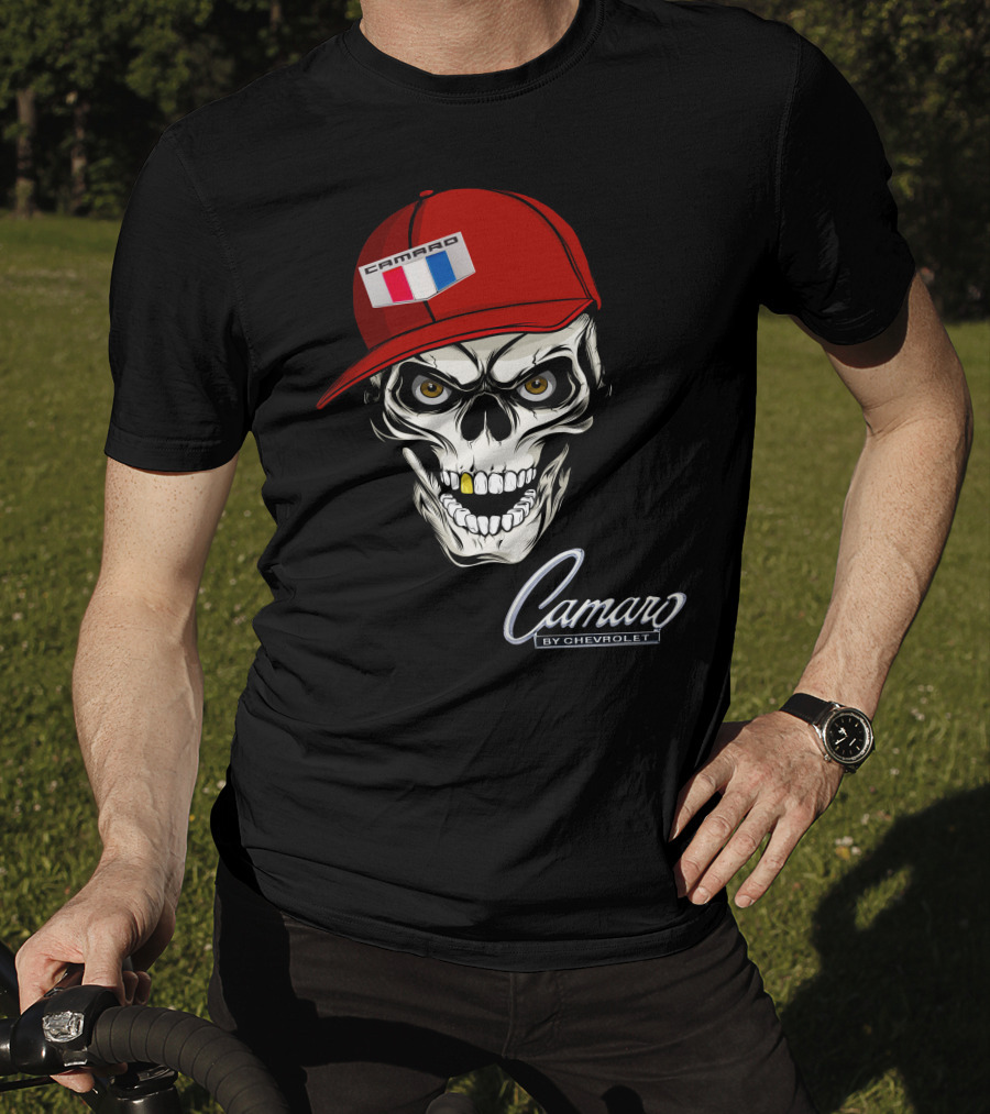 Camaro Skull With Red Cap By Chevrolet T-Shirt