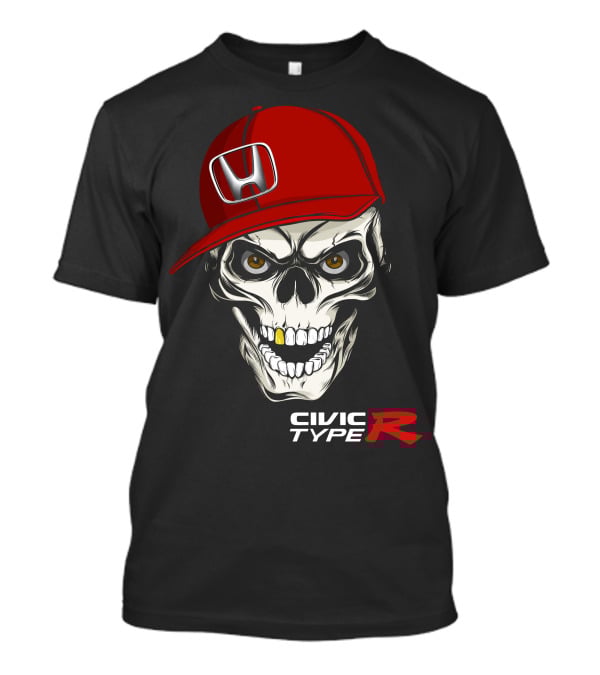 Civic Type R Skull With Red Honda Cap T-Shirt