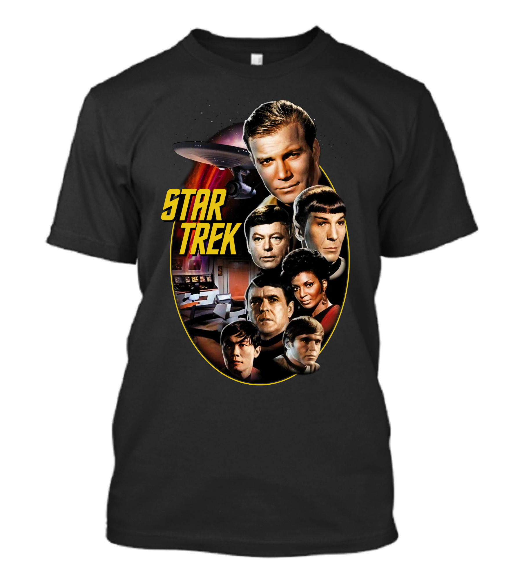 Star Trek Original Series Crew And Starship Enterprise T-Shirt