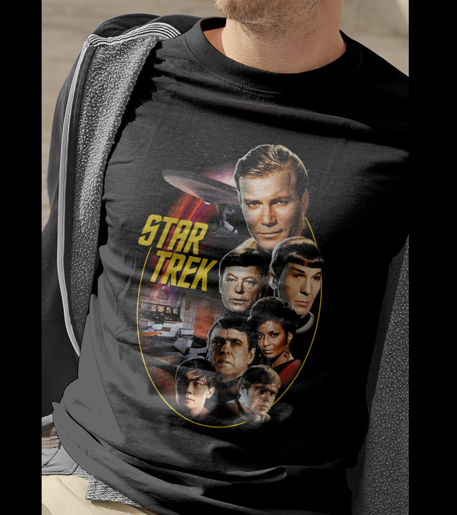 Star Trek Original Series Crew And Starship Enterprise T-Shirt