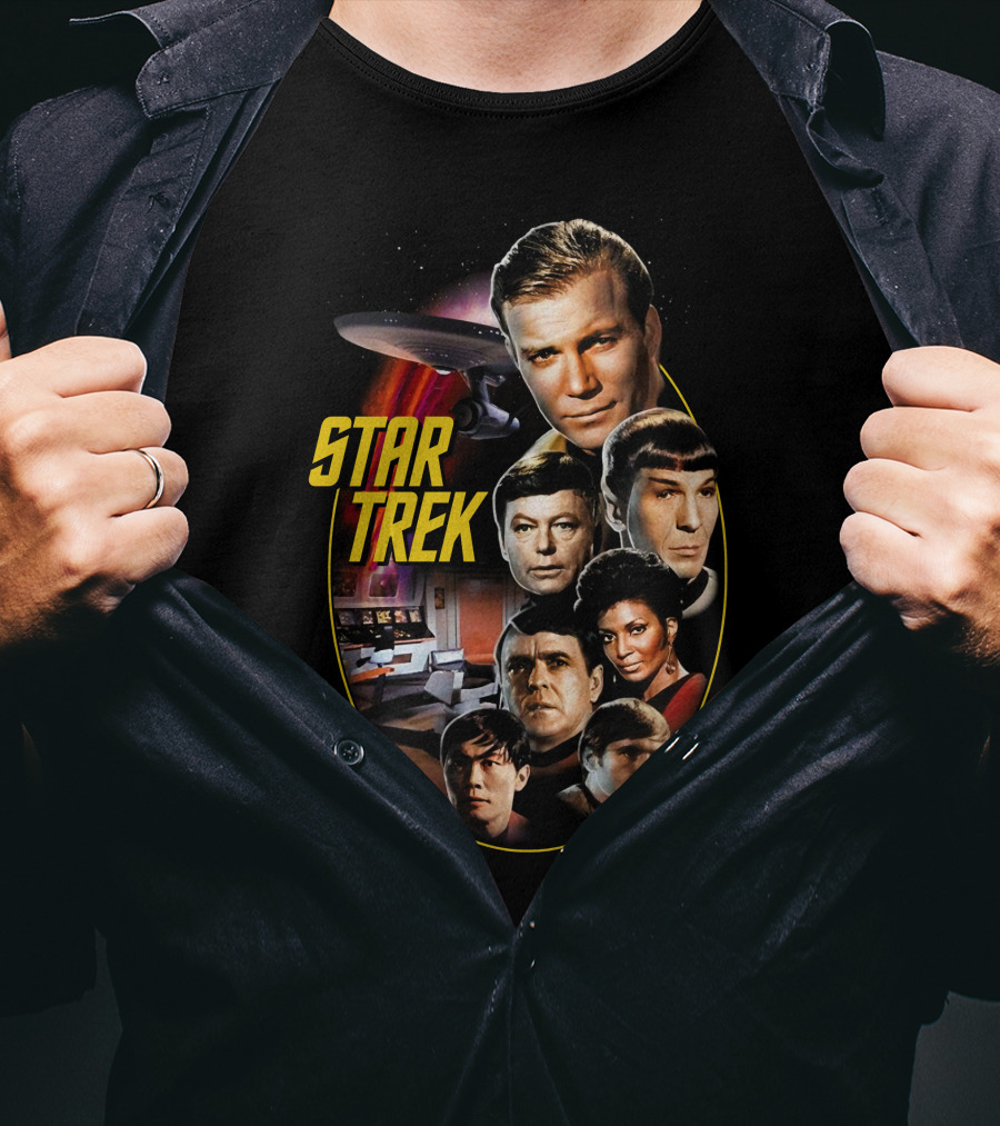 Star Trek Original Series Crew And Starship Enterprise T-Shirt