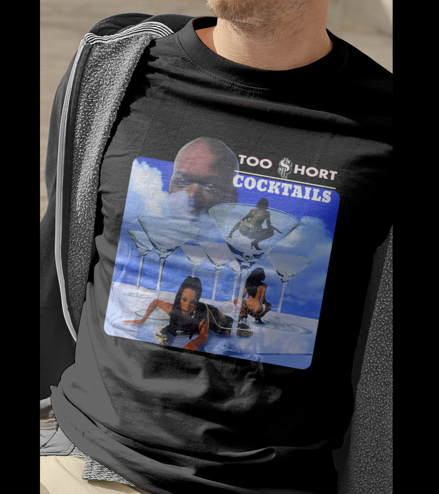 Too Short Cocktails Album Cover Sky And Martini Glasses T-Shirt