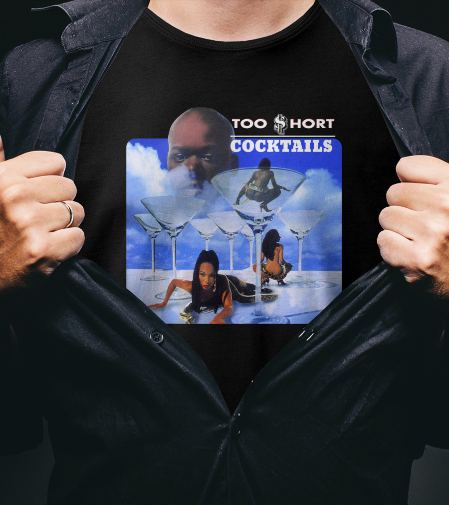 Too Short Cocktails Album Cover Sky And Martini Glasses T-Shirt