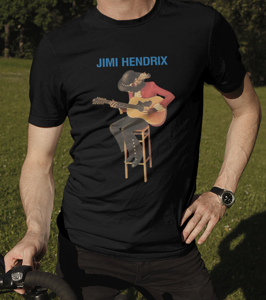 Jimi Hendrix Acoustic Guitar Stool Session T-Shirt