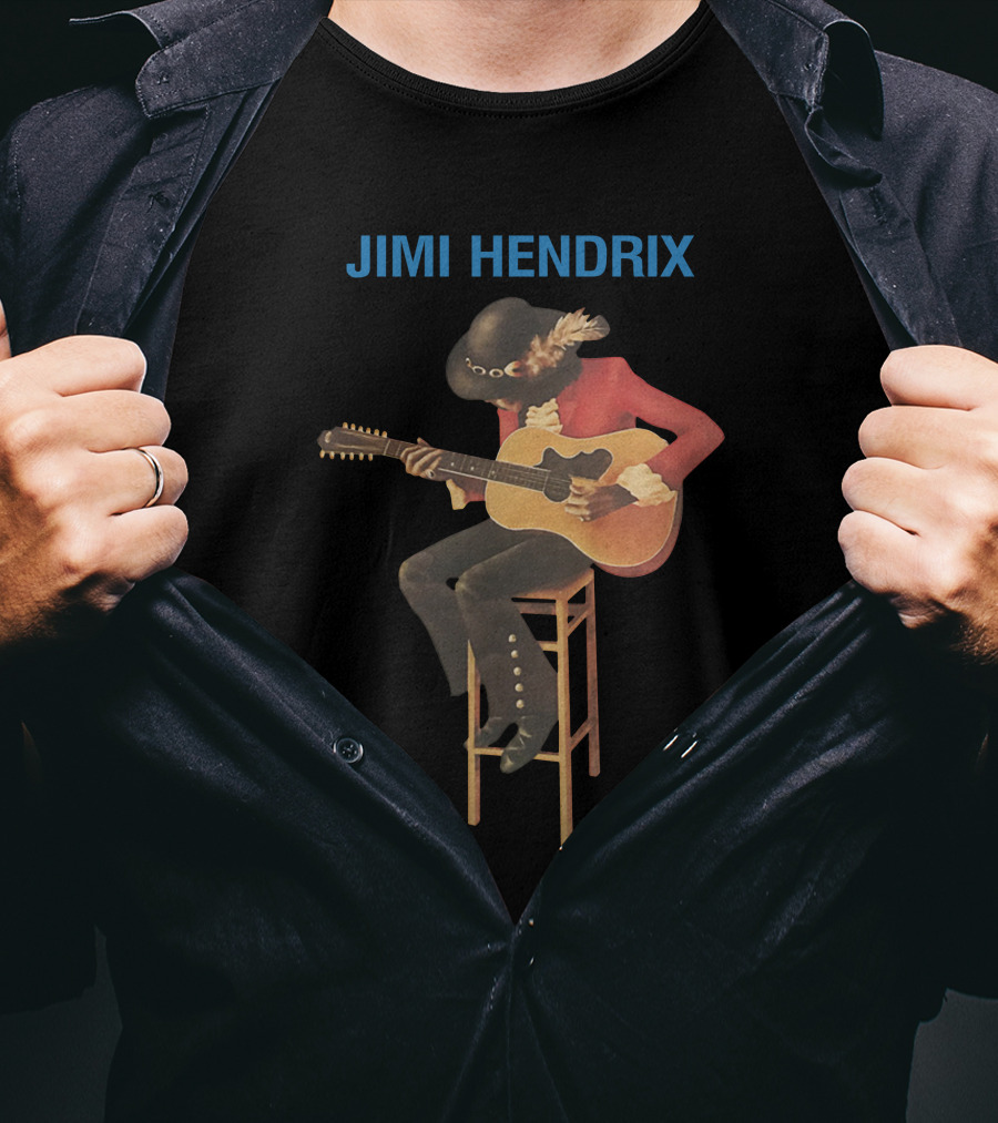 Jimi Hendrix Acoustic Guitar Stool Session T-Shirt