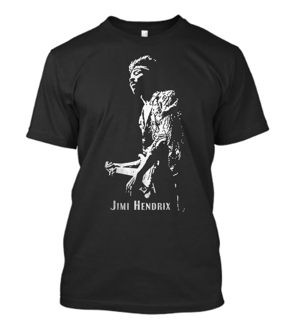 Jimi Hendrix Black And White Guitar T-Shirt