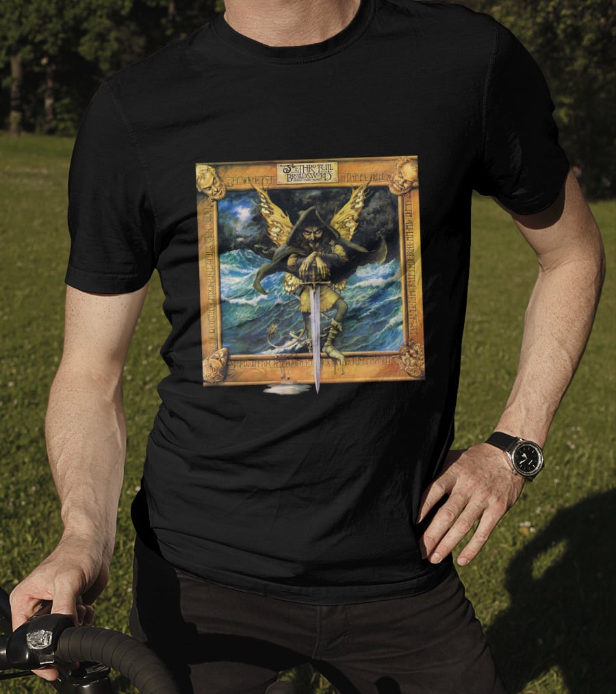 Jethro Tull Broadsword And The Beast Album Art With Hooded Figure And Ocean Waves T-Shirt
