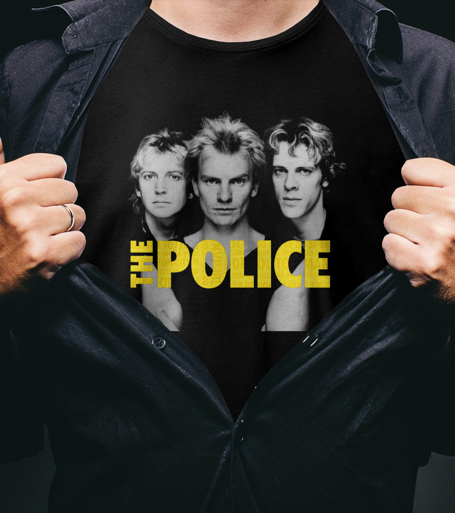 The Police Band Members Portrait With Yellow T-Shirt