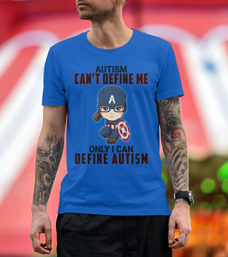 Autism Can't Define Me Only I Can Define Autism Captain Shield Character T-Shirt