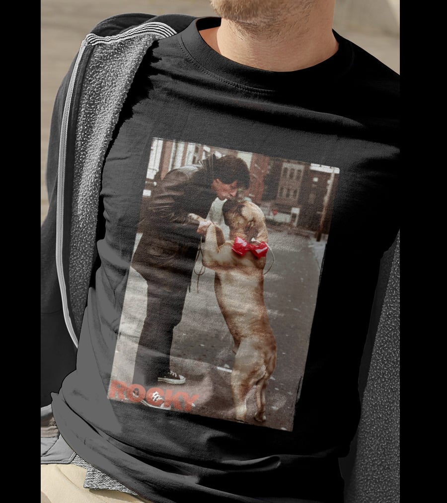 Rocky And Dog With Red Bow In Urban Street Scene T-Shirt