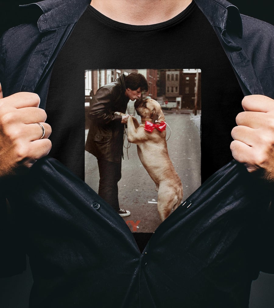 Rocky And Dog With Red Bow In Urban Street Scene T-Shirt