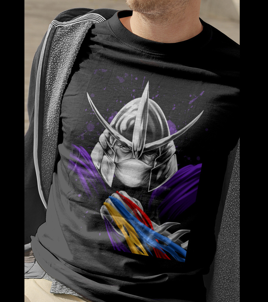Shredder Ninja Turtles Villain With Colorful Energy Bands T-Shirt
