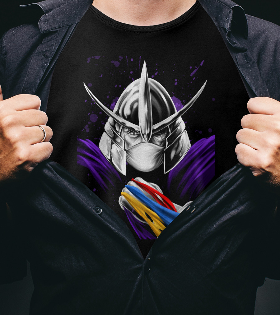 Shredder Ninja Turtles Villain With Colorful Energy Bands T-Shirt