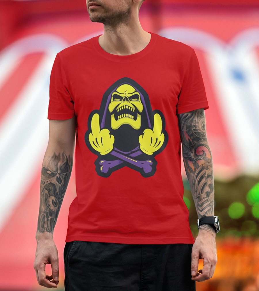 Skeletor Masters of the Universe Skull Crossbones Gesture T-Shirt