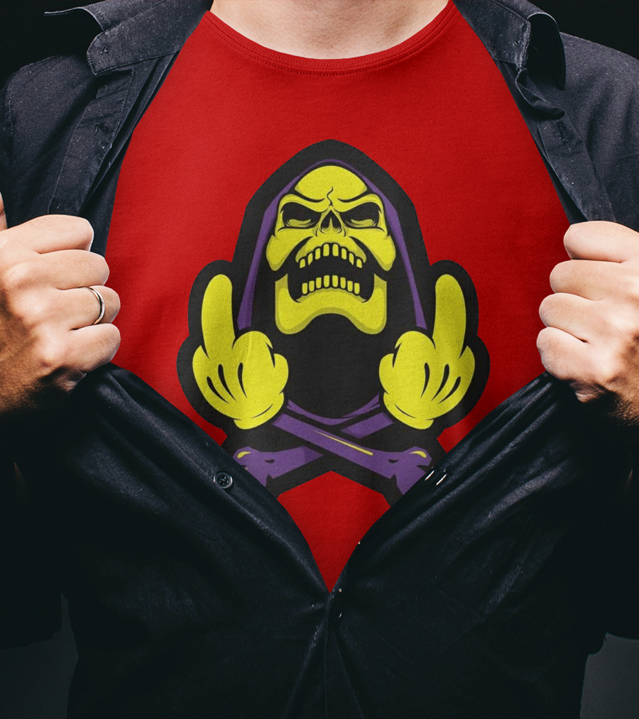 Skeletor Masters Of The Universe Skull Crossbones Gesture T-Shirt