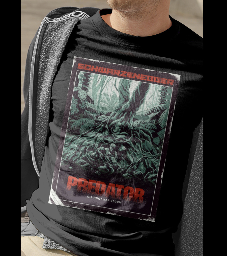 Schwarzenegger Predator The Hunt Has Begun T-Shirt