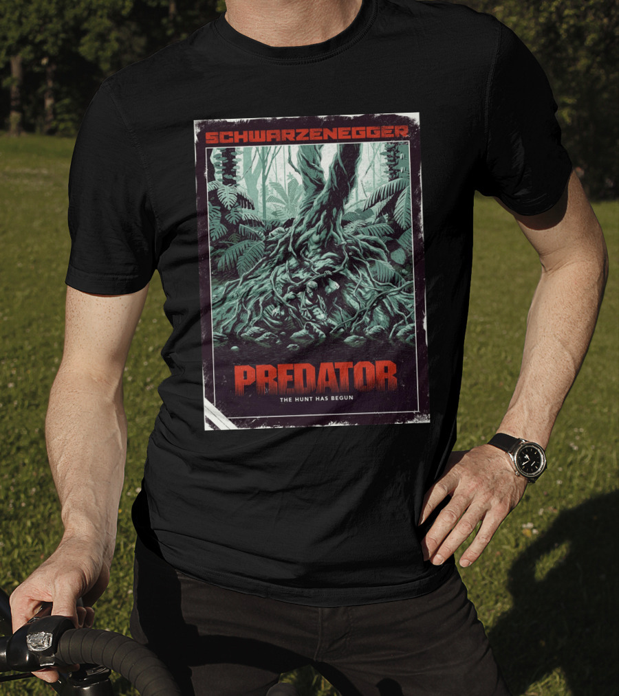 Schwarzenegger Predator The Hunt Has Begun T-Shirt
