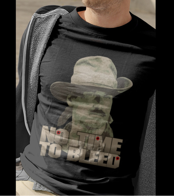 Predator No Time To Bleed Soldier Portrait With Text And Bullet Holes T-Shirt