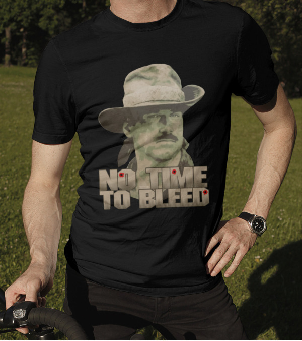 Predator No Time To Bleed Soldier Portrait With Text And Bullet Holes T-Shirt