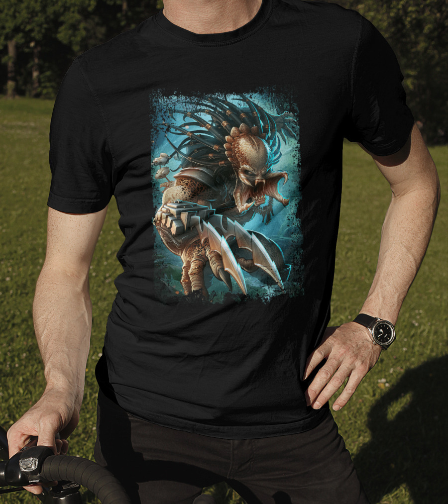 Predator Alien Sci-Fi Creature With Dreadlocks And Blades T-Shirt