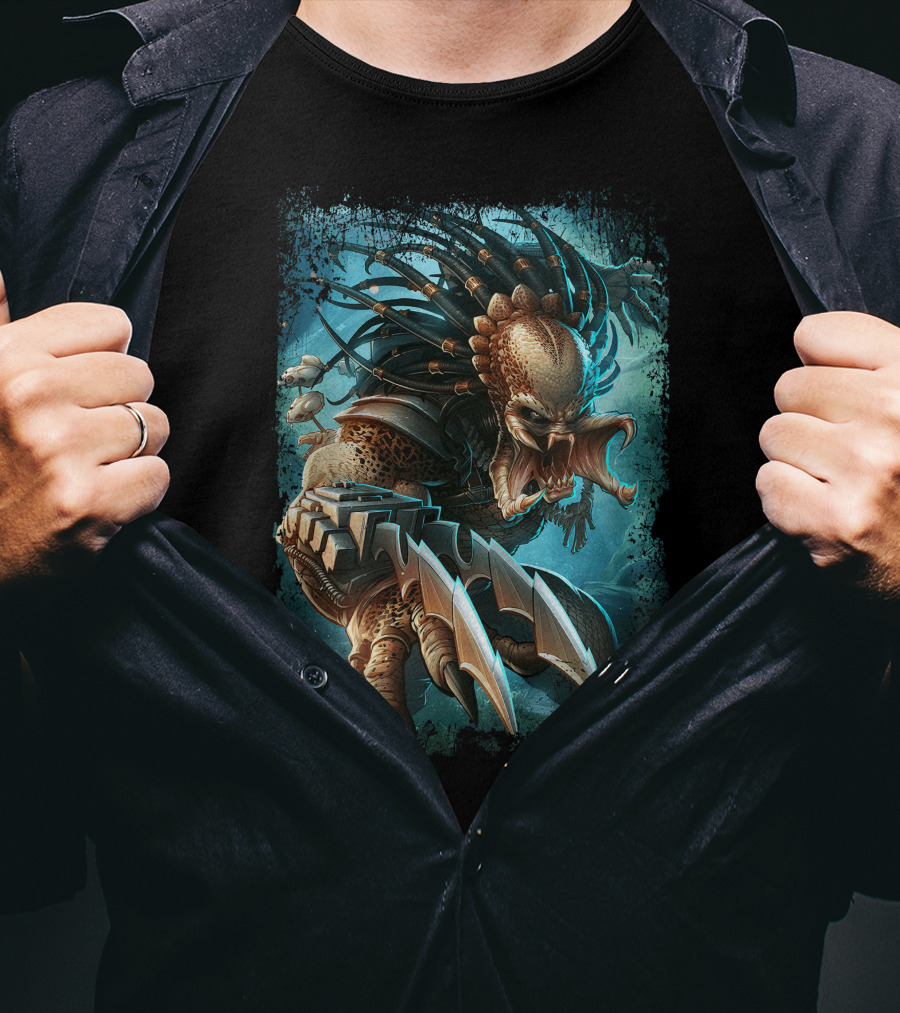Predator Alien Sci-Fi Creature With Dreadlocks And Blades T-Shirt