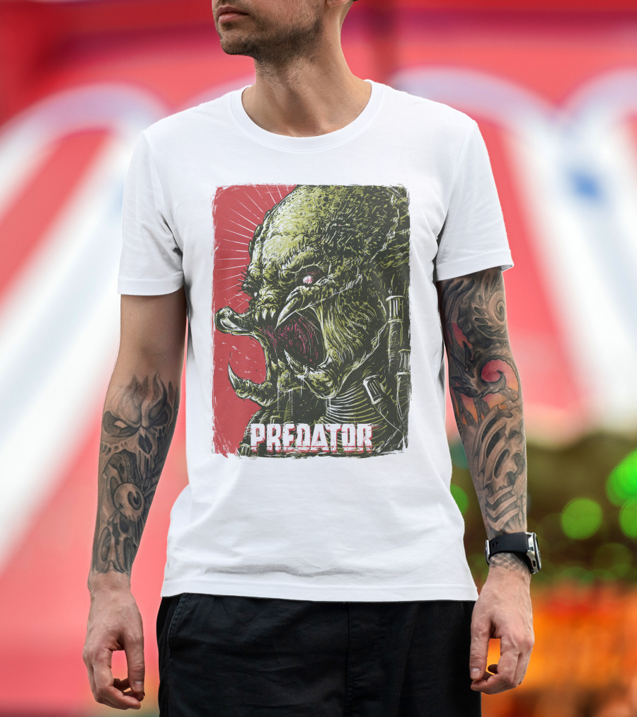 Predator Alien Creature Stylized Artwork Vintage Film T-Shirt