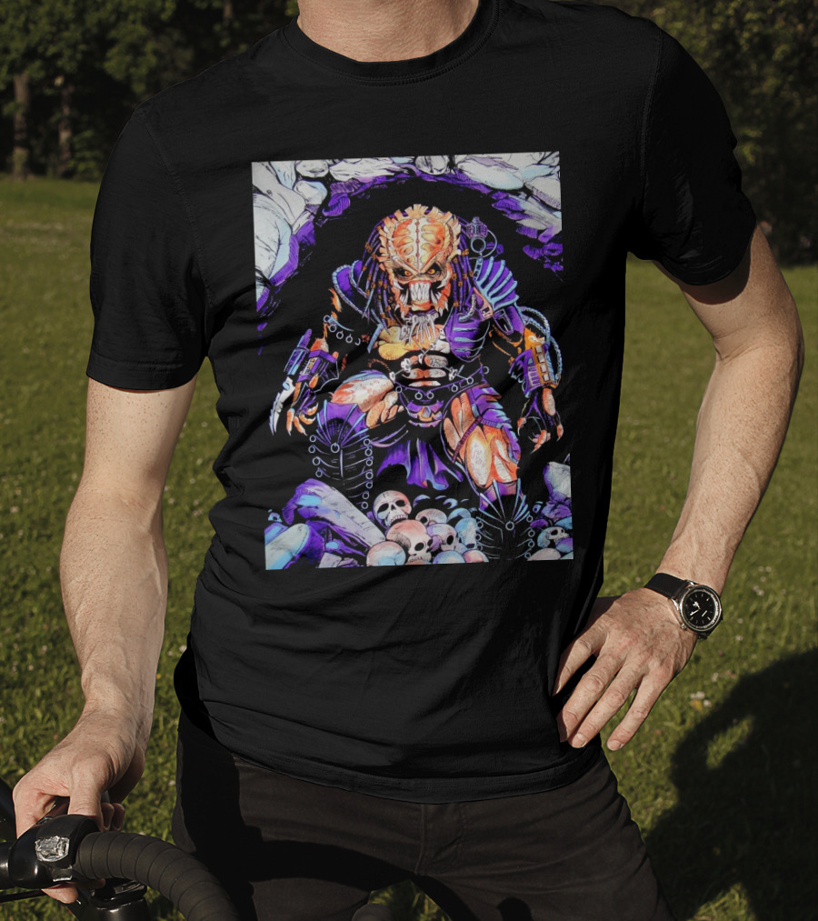 Predator Alien Hunter With Skull Cave And Armor T-Shirt