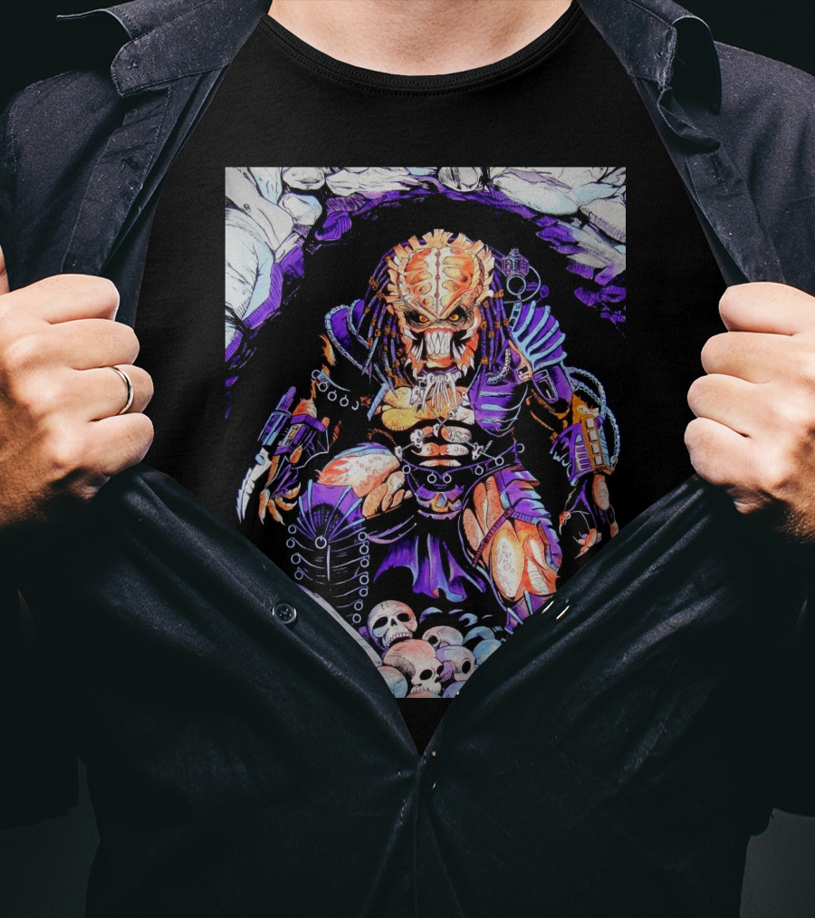 Predator Alien Hunter With Skull Cave And Armor T-Shirt