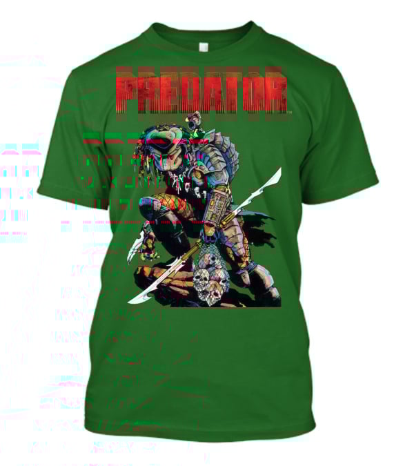 Predator Armored Warrior Kneeling With Blade And Skull Trophy T-Shirt