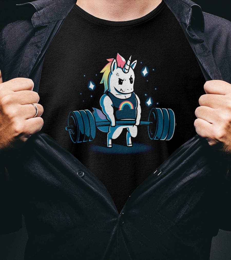 Weightlifting Rainbow Unicorn Gym T-Shirt