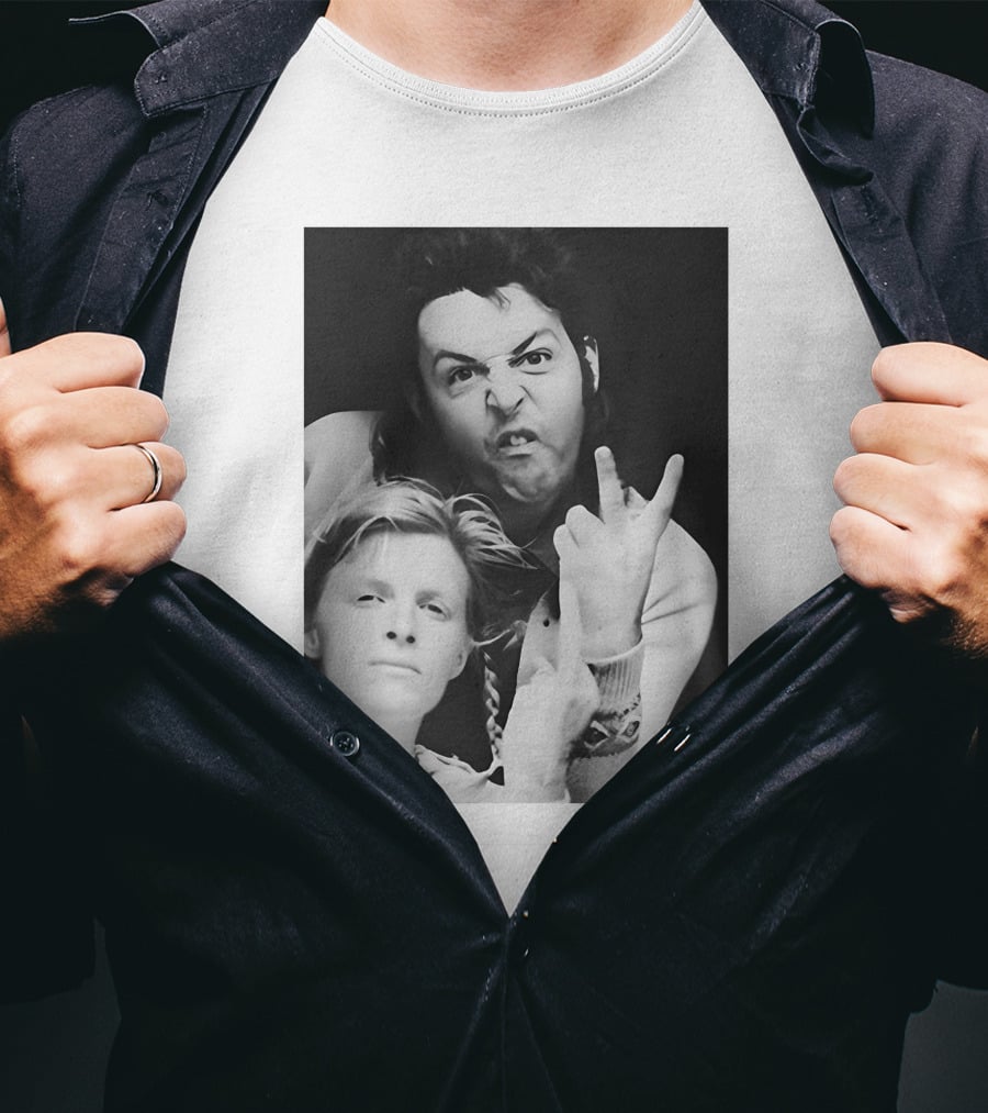 Paul Linda Wings Over Europe V Iconic Rock Duo Black White Photographic T-Shirt