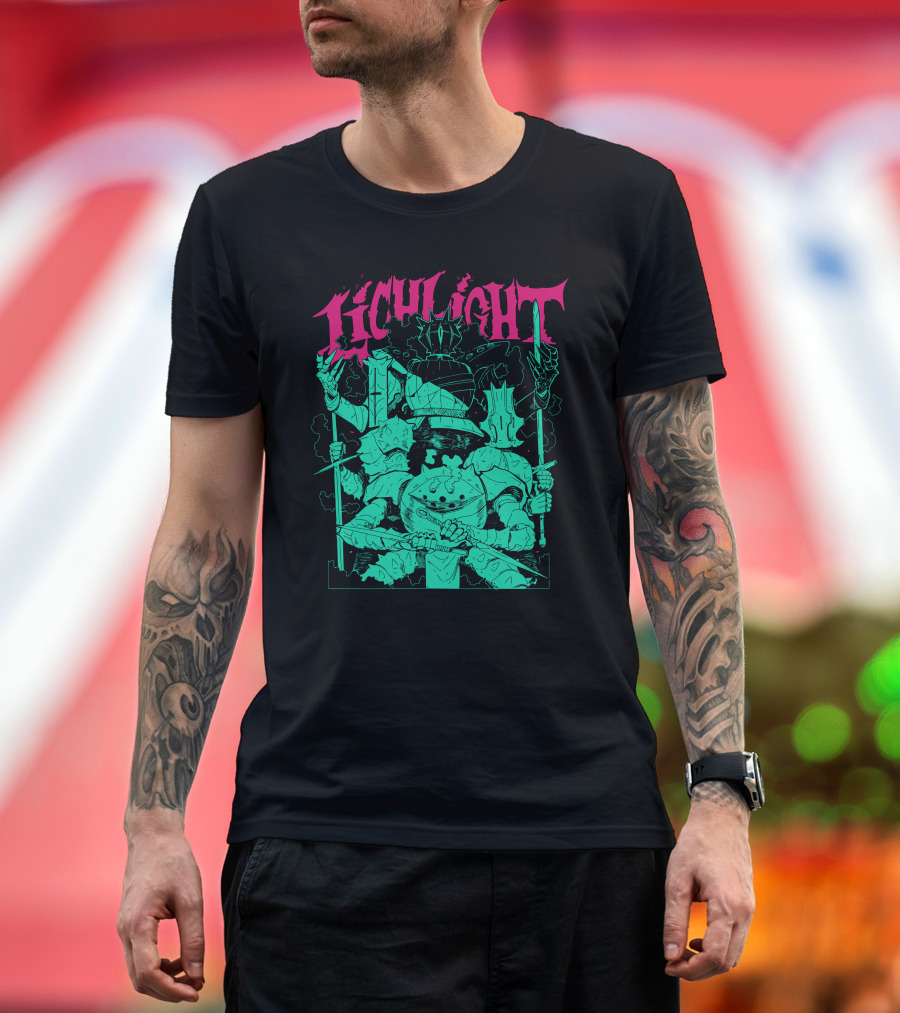 Lichlight Medieval Knight Skeleton Warrior T-Shirt