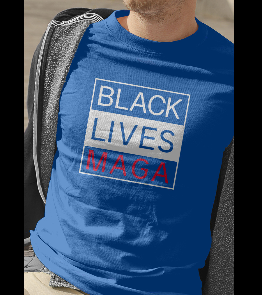 Black Lives Maga Textual Logo Design In Blue White And Red T-Shirt