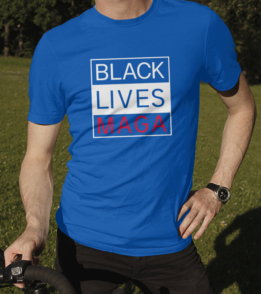 Black Lives Maga Textual Logo Design In Blue White And Red T-Shirt