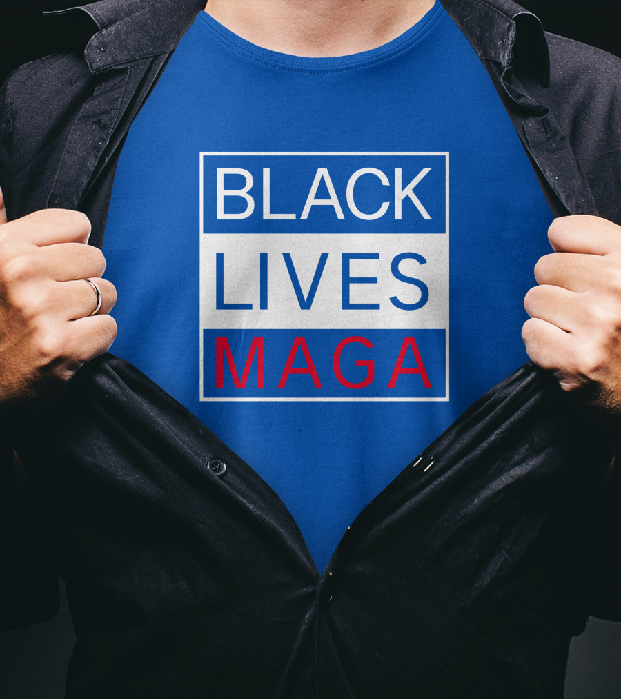 Black Lives Maga Textual Logo Design In Blue White And Red T-Shirt