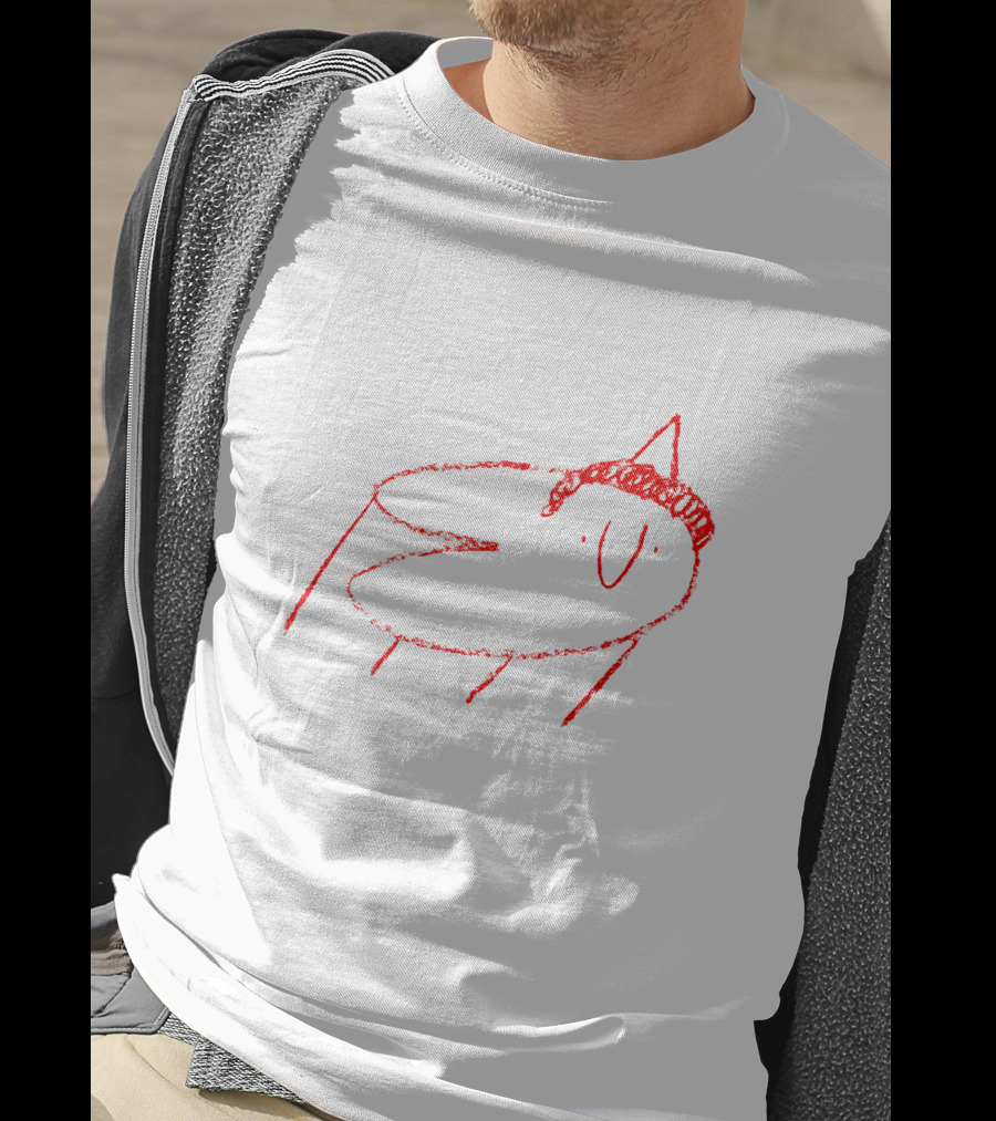 Men I Trust Oncle Jazz Poodle Red Crayon Sketch T-Shirt