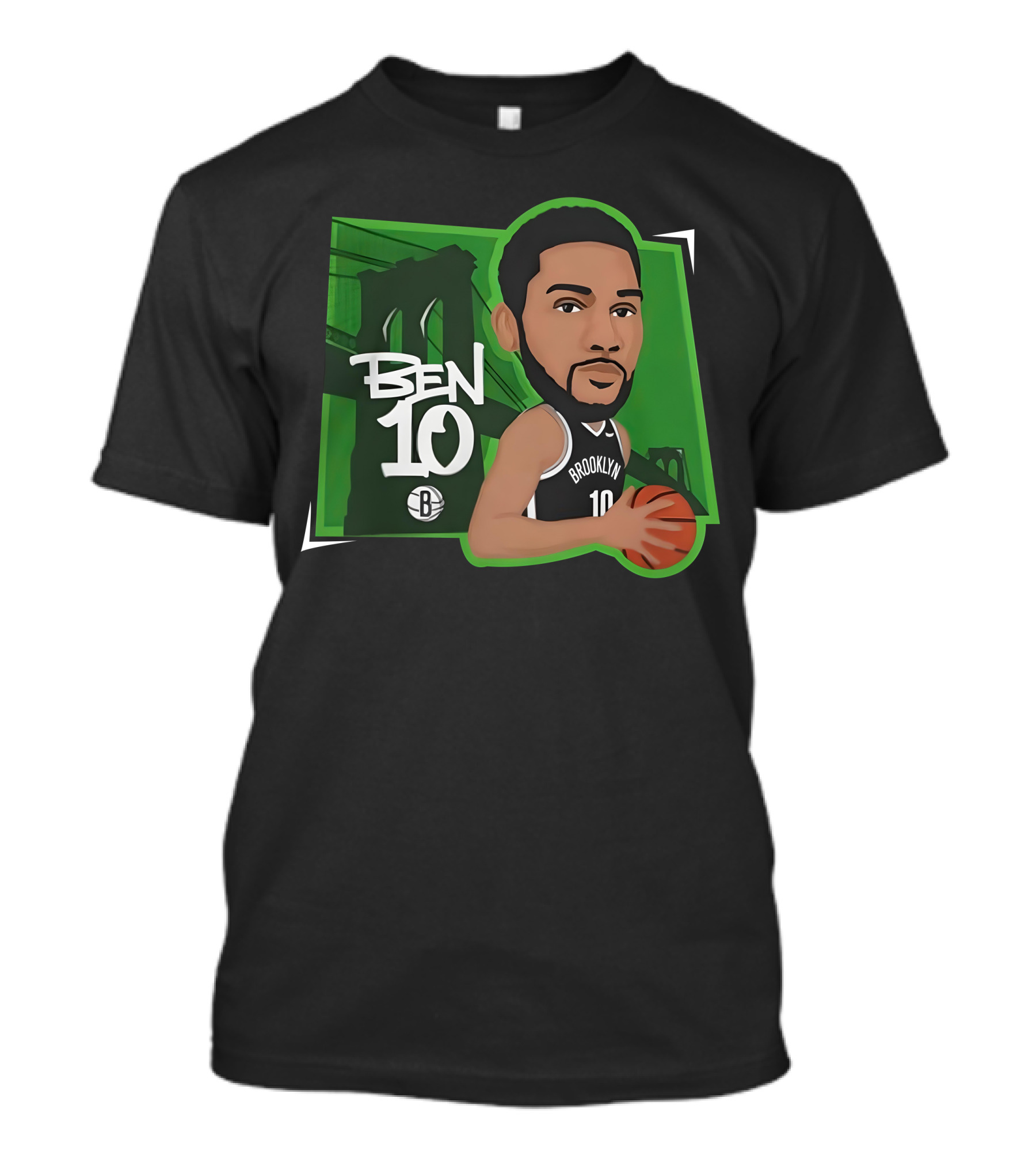Ben 10 Brooklyn Basketball Caricature With Bridge Background T-Shirt