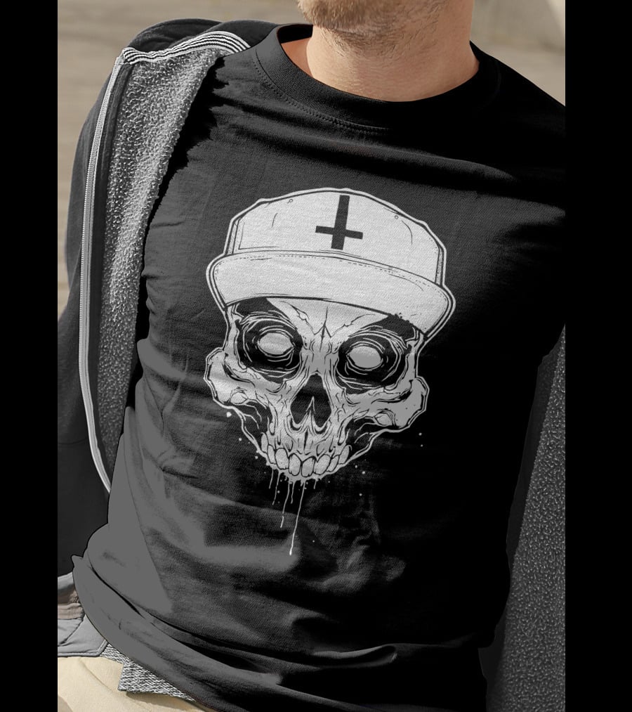 Skull With Cross Hat Salmo Skull T-Shirt