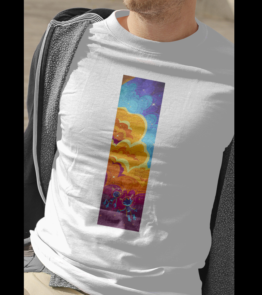 Cosmic Spliffs Oversized White Psychedelic Sky And Clouds T-Shirt